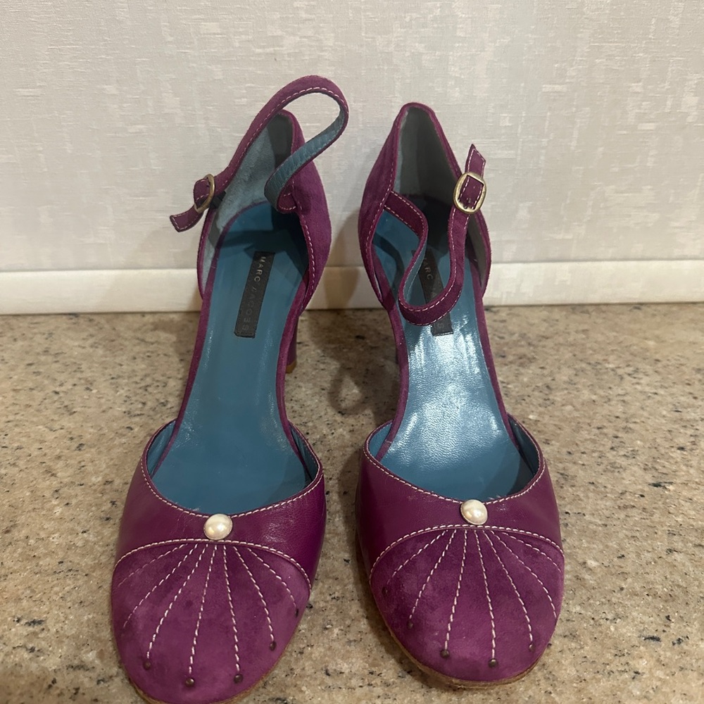 Marc Jacobs Purple Closed Toed Pumps with Ankle Strap Size 10 - Picture 2 of 7